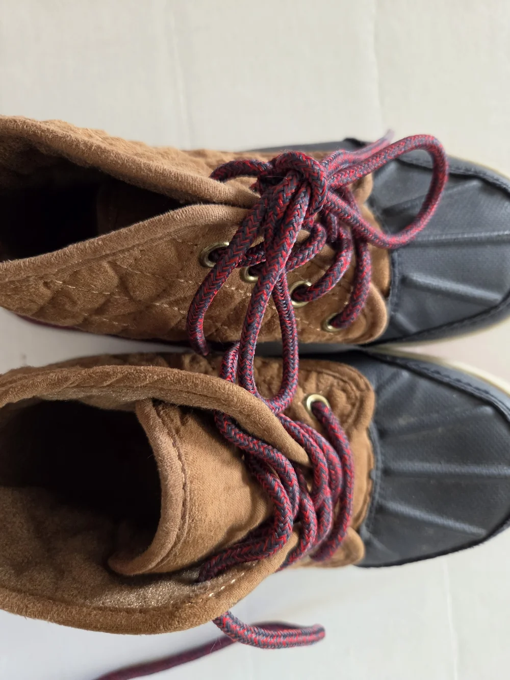 Kids Brown and Navy Duck-Style Lace-Up Shoes